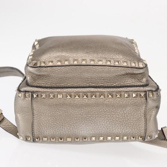 VALENTINO Rock Studs Backpack Leather Silver Gold Auth BA9400 main image 11